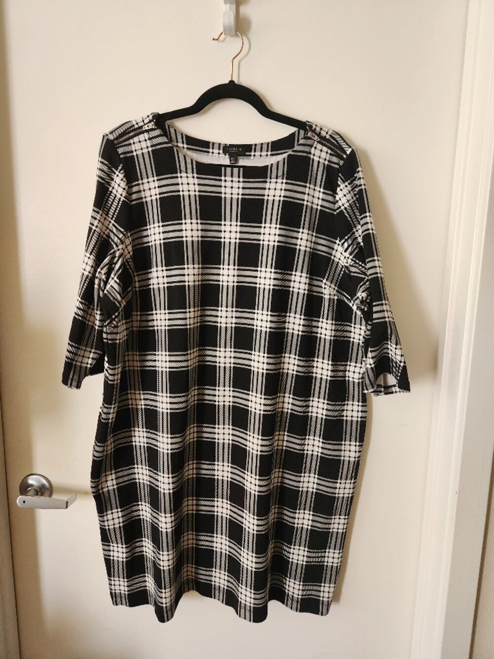 Talbots Black and White Plaid Sheath Dress Size 2XP